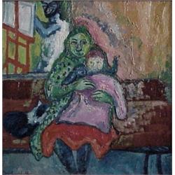 Sam Swerdloff (1910-1984) American, FAMILY PORTRAIT, 1960, oil painting on canvas, 27 1/2 x 27...