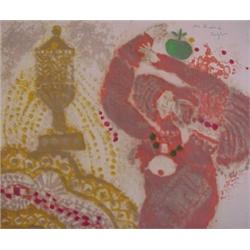 Theo Tobiasse (b. 1927) French, SUR ES RIVS DE BABYLONE, color carborumdum gravure, signed in p...