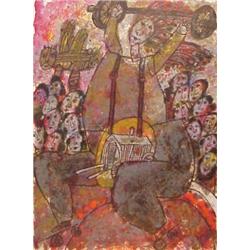 Theo Tobiasse (b. 1927) French, SUR LA ROUTE DES JONGLEURS, color lithograph, signed in pencil,...