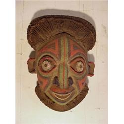 Tribal Art, BEADED MASK, carved wood mask with ornate bead and rope decoration, each 14 1/2" he...