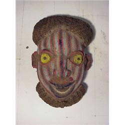 Tribal Art, BEADED MASK, carved wood mask with ornate bead and rope decoration, each 14 1/2" he...