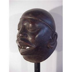 Tribal Art, WOOD MASK, a carved and painted wood mask, 10 x 8 x 8", wood darken with age. $100/...