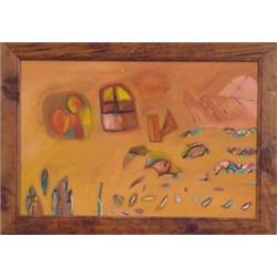 Cheng Tsai Tung (b. 1953) Taiwan, PEACH ABSTRACT, acrylic painting on canvas, 20 x 30", framed,...