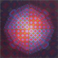 Victor Vasarely (1908-1997) Hungarian, INDIGO BALL, color screenprint, signed in pencil, from t...