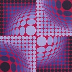 Victor Vasarely (1908-1997) Hungarian, RED AND INDIGO BALLS, color screenprint, signed in penci...