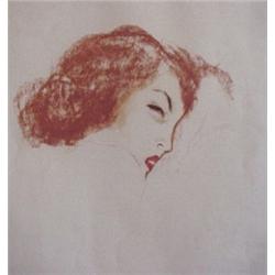 Marcel Vertes (1895-1961) French, RED HEAD, color etching, signed in pencil, from the numbered...