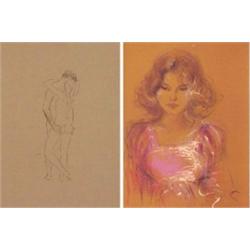 Marcel Vertes (1895-1961) French (two), COUPLE, lithograph, signed in pencil, sheet 15 x 11", s...