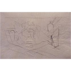 Jacques Villon (1875-1963) French, THE PLOW, etching on parchment (skin), signed in pencil, art...