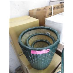 Two New 3 Piece Plant Pot Sets - Green Bamboo