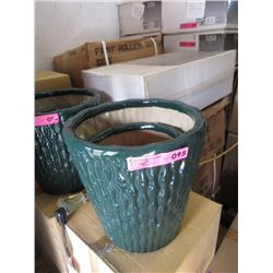 Two 3 Piece Plant Pots - Green Bamboo