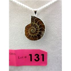 Beautiful .925 Sterling Silver Ammonite Necklace