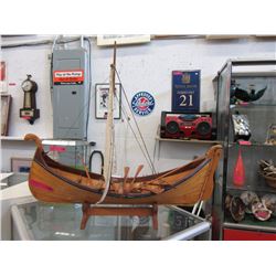 Hand Made Wood Viking Boat Model