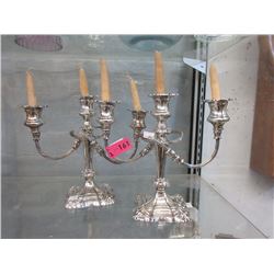 2 Silver Plated Candelabras - 9" Tall
