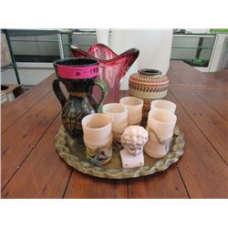 Goofus Glass, Pottery Vases & More