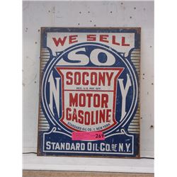 New Tin Sign with Socony Gas Image