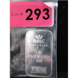 1 Oz. Republic Metals Corp .999 Silver Bar