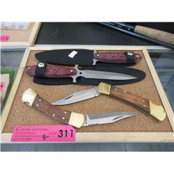 2 New Folding Knives & Two 5" Daggers