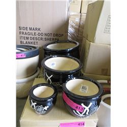 New 4 Piece Set of New Navy Ceramic Plant Pots