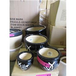 New 4 Piece Set of New Navy Ceramic Plant Pots