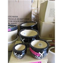 New 4 Piece Set of New Navy Ceramic Plant Pots