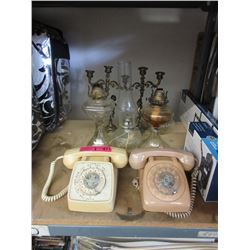 Dial Telephones, Oil Lamps & Candle Holders