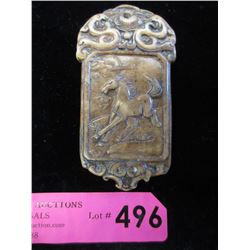 Large Brown Jade Horse Amulet - 2" x 4"