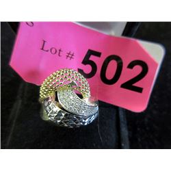 10 KT Two-Tone Gold and Crystal Ring