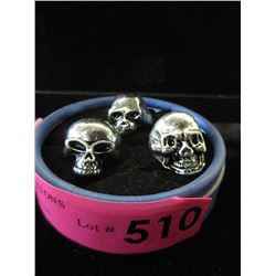 3 Biker Style Skull Rings