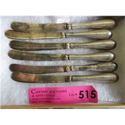 6 English Sterling Handled 7" Knives