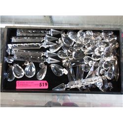 Tray of Glass and Crystal Chandelier Drops