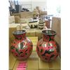 Pair of New Large Red & Black Ceramic Vases