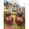 Pair of New Large Red & Black Ceramic Vases