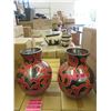 Pair of New Large Red & Black Ceramic Vases
