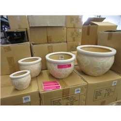 New Set of 4 Cream Coloured Ceramic Plant Pots