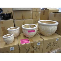 New Set of 4 Cream Coloured Ceramic Plant Pots