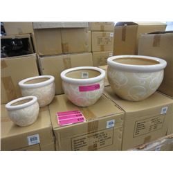 New Set of 4 Cream Coloured Ceramic Plant Pots