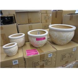 New Set of 4 Cream Coloured Ceramic Plant Pots