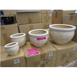 New Set of 4 Cream Coloured Ceramic Plant Pots