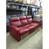 Image 1 : Red Natuzzi Leather 6 Foot Reclining Sofa