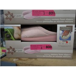 3 New Pairs of Memory Foam Slippers - Size L