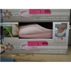 3 New Pairs of Memory Foam Slippers - Size L