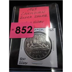 1963 Canadian Silver Dollar Coin - .800 Silver