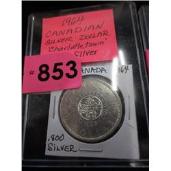 1964 Canadian Silver Dollar Coin - .800 Silver