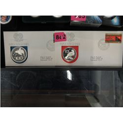 Two 1975 First Day Issue Stamps with Proof Coins