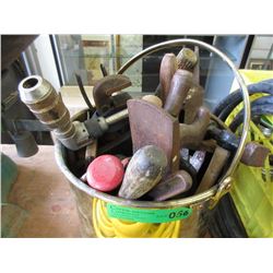 Metal Bucket of Assorted Tools - Some Vintage