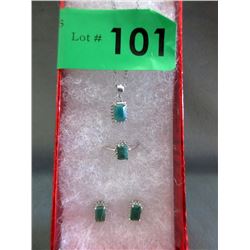 New 3 Piece Matching Emerald Set