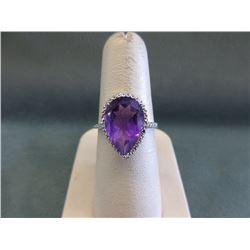 5 CT Amethyst & Diamond Sterling Silver Ring