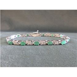 Green Emerald & Diamond Tennis Bracelet