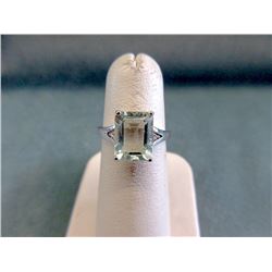 2.9 CT Green Amethyst Sterling Silver Ring