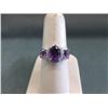 Image 1 : Amethyst & Diamond Sterling Silver Dinner Ring